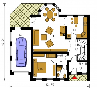 Floor plan of ground floor - KLASSIK 154